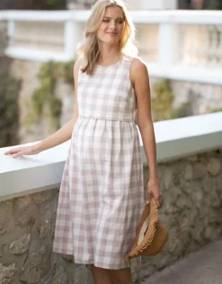 Cheap Seraphine Armelloses, Kariertes Umstands- Und Stillkleid