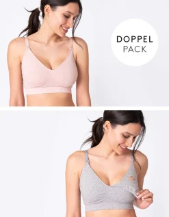 New Seraphine Bambus Schwangerschafts- & Still-Bhs - Doppelpack Grau & Rose