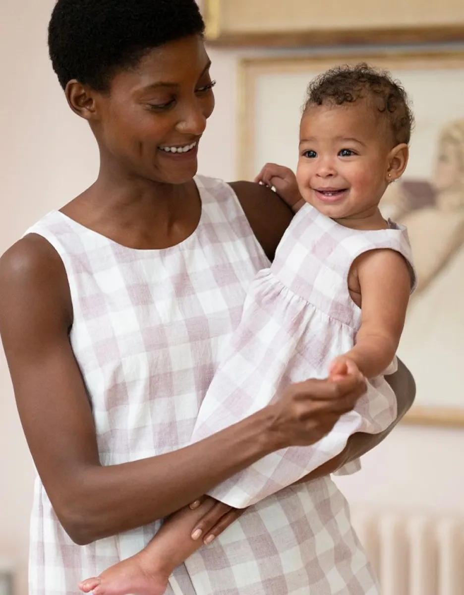 Best Seraphine Baumwoll-Babykleid Im Vichy-Muster Malve & Weis