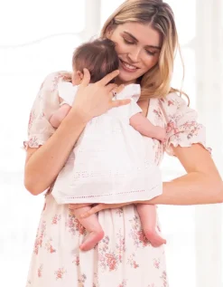Outlet Seraphine Baumwoll-Broderie Babykleid Weis