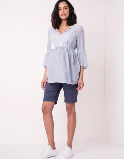 Flash Sale Seraphine Bestickte Umstandsbluse Mit Nadelstreifen