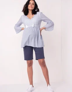 Flash Sale Seraphine Bestickte Umstandsbluse Mit Nadelstreifen