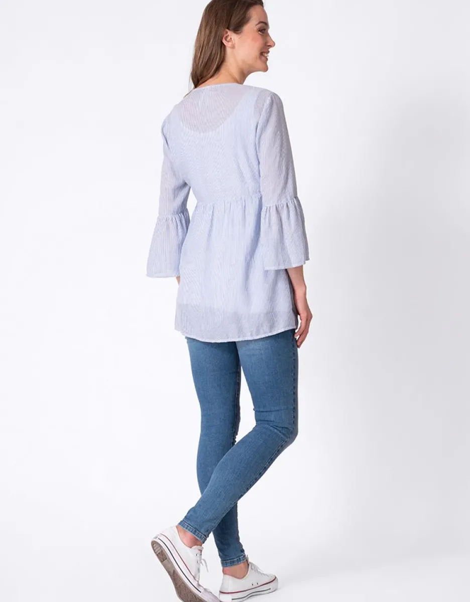 Flash Sale Seraphine Bestickte Umstandsbluse Mit Nadelstreifen