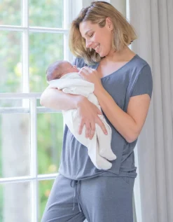 New Seraphine Blaues Still- & Umstands-Loungewear Set