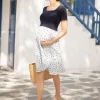 Discount Seraphine Blaues Umstands- Bis Still-Midikleid Mit Punktmuster Und Oberteil
