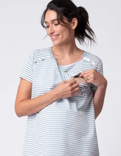 Outlet Seraphine Blau-Weis Gestreiftes Umstands- Und Still-T-Shirt