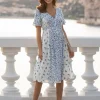 Online Seraphine Blau-Weises Blumenkleid Fur Umstands- Und Stillanlasse