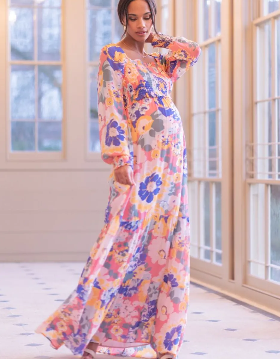 Sale Seraphine Boho Vintage Floral Maxi Umstands- Und Stillkleid