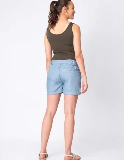 Cheap Seraphine Chambray Denim Umstandsshorts Blau