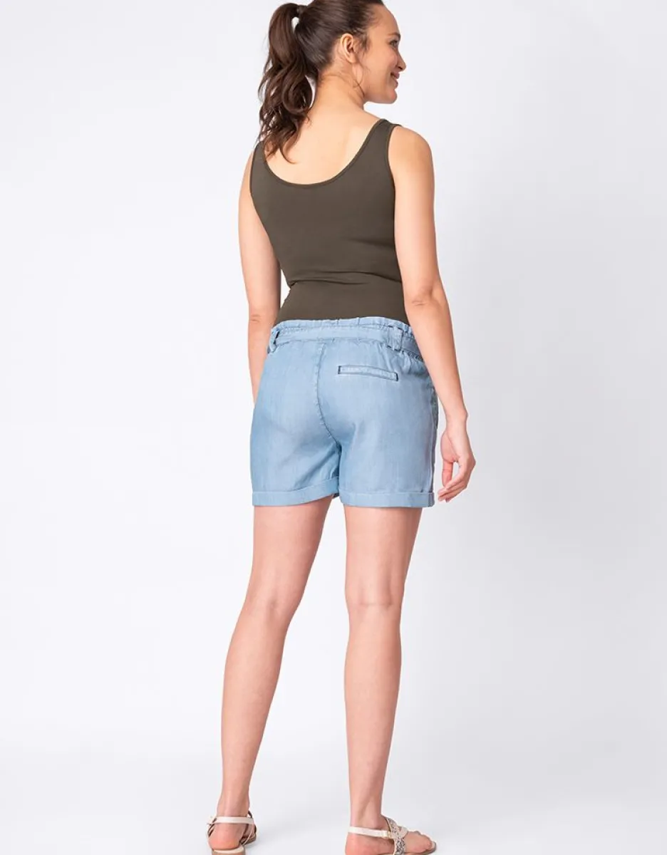 Cheap Seraphine Chambray Denim Umstandsshorts Blau