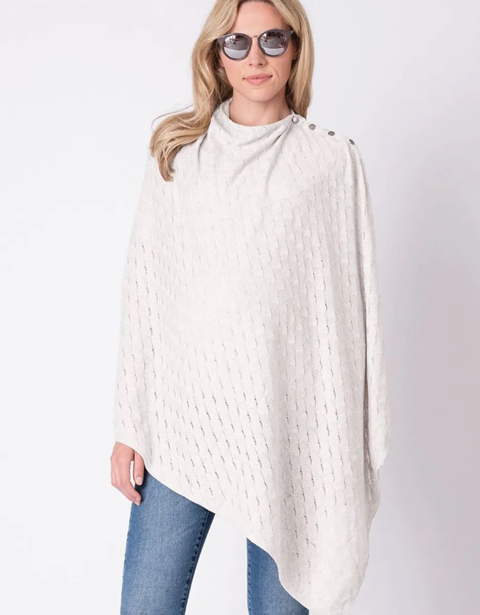 Sale Seraphine Cremefarbener Gestrickter Still-Cape-Schal