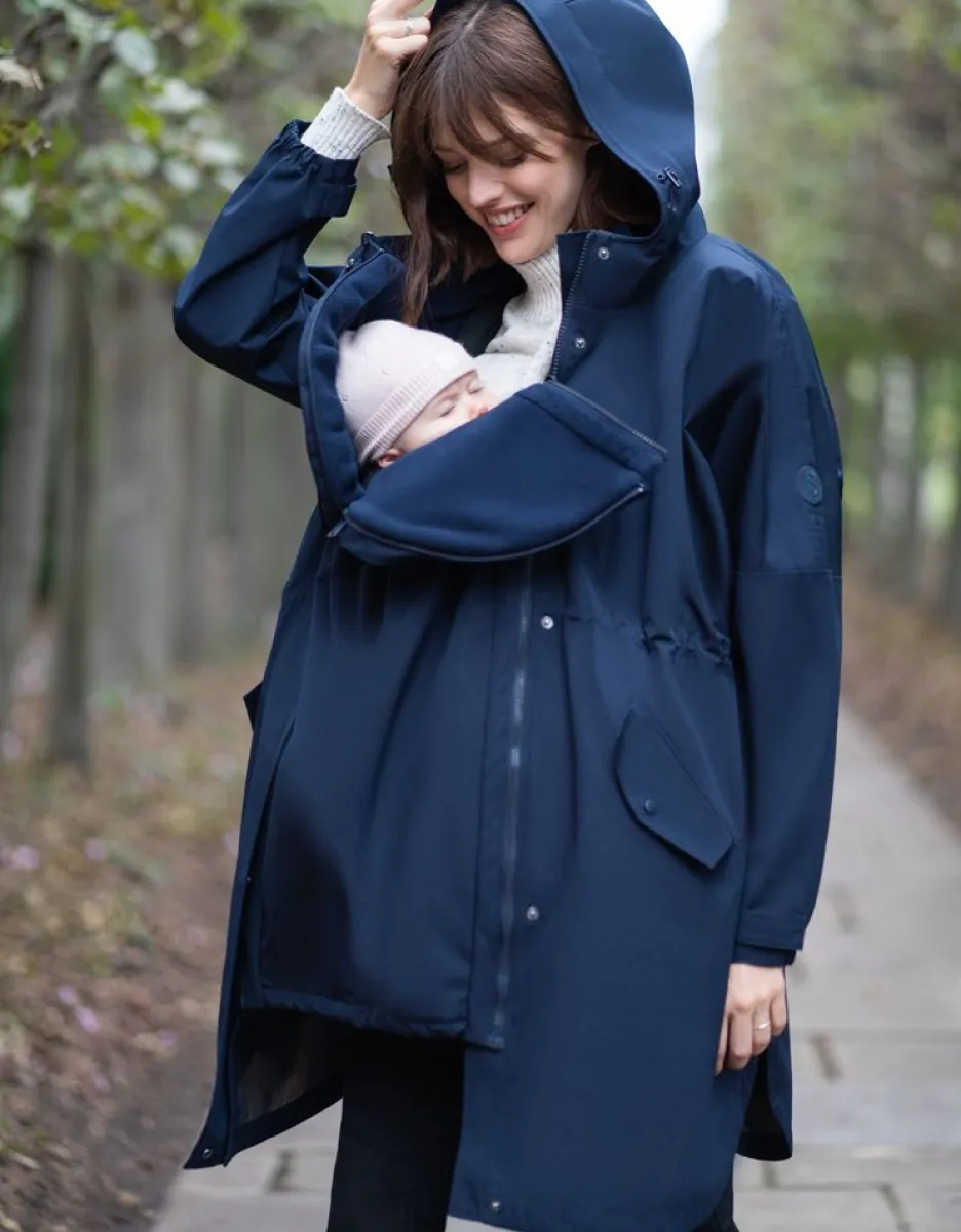 Fashion Seraphine Dunkelblaue 6-In-1 Regenumstands- & Tragejacke
