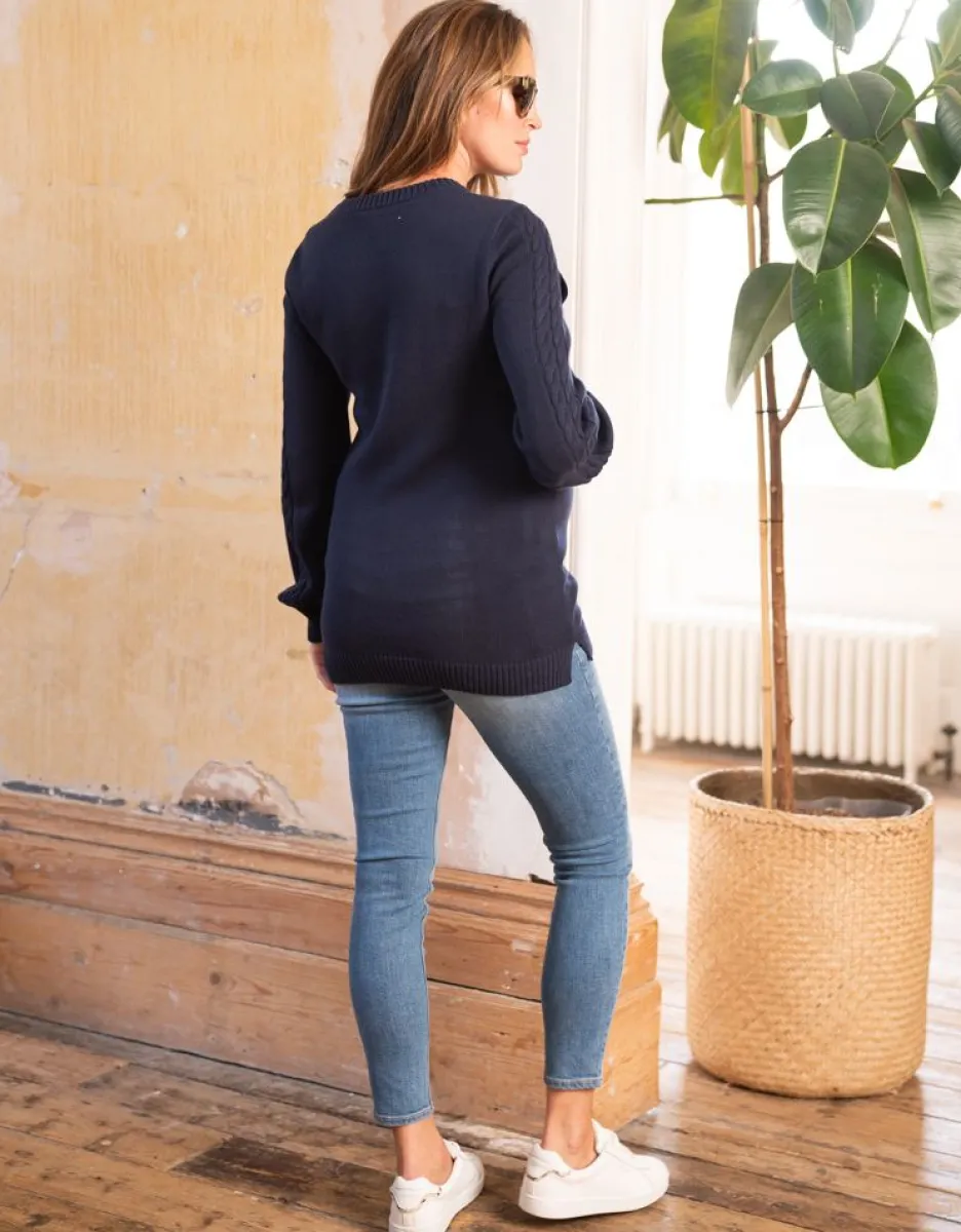 Discount Seraphine Dunkelblauer Umstands- & Stillpullover Baumwolle