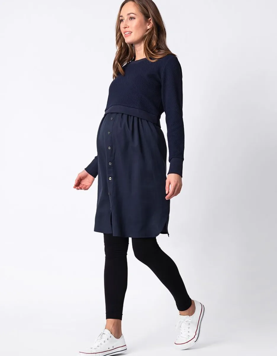Hot Seraphine Dunkelblaues Pullover Still- & Umstandskleid