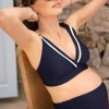Outlet Seraphine Dunkelblau-Weises Umstands-Bikinioberteil