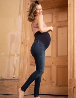 Sale Seraphine Dunkle Super Skinny Umstandsjeans Mit Bauchband