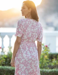 Hot Seraphine Fit & Flare Umstands- Und Stillkleid Mit Rosafarbenem Blumenkordelzug