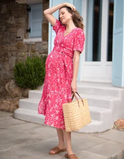 Flash Sale Seraphine Florales Midi Umstands- & Stillkleid Rosa