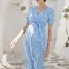 New Seraphine Florales Midi Umstands- & Stillkleid Blau