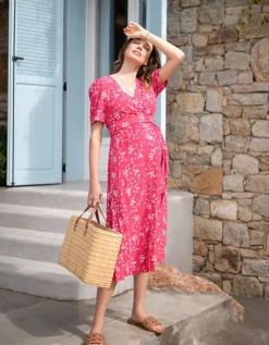 Flash Sale Seraphine Florales Midi Umstands- & Stillkleid Rosa