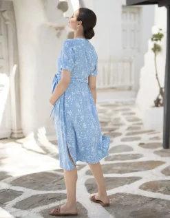 New Seraphine Florales Midi Umstands- & Stillkleid Blau