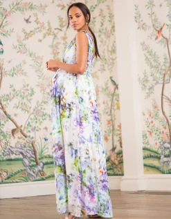 Cheap Seraphine Fruhlingshaftes Maxi Umstandskleid Aus Bedruckter Seide