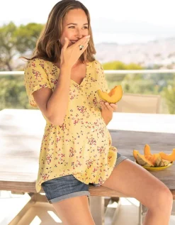 Sale Seraphine Gelbe Umstandsbluse Mit Bluten