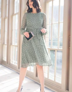 Hot Seraphine Getupftes Chiffonumstands- & Stillkleid