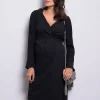 Hot Seraphine Getupftes Schwarzes Umstandskleid