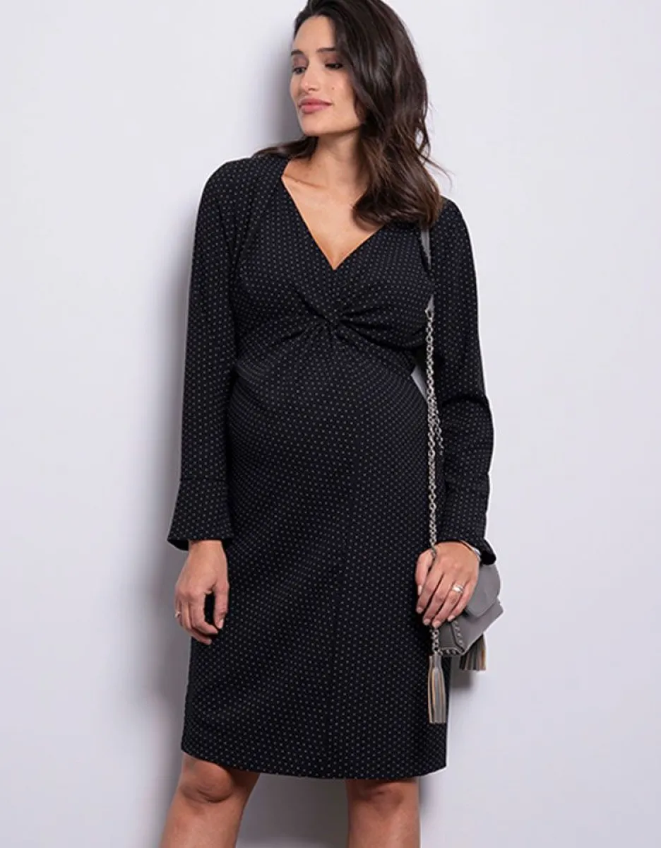 Hot Seraphine Getupftes Schwarzes Umstandskleid