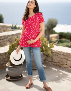 Store Seraphine Gewebtes Still- & Umstands-T-Shirt Rot