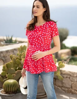 Store Seraphine Gewebtes Still- & Umstands-T-Shirt Rot