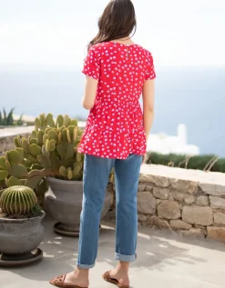 Store Seraphine Gewebtes Still- & Umstands-T-Shirt Rot