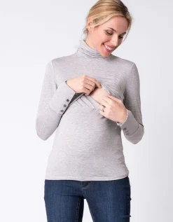 Outlet Seraphine Grauer Bambus Still- & Umstandsrollkragenpullover
