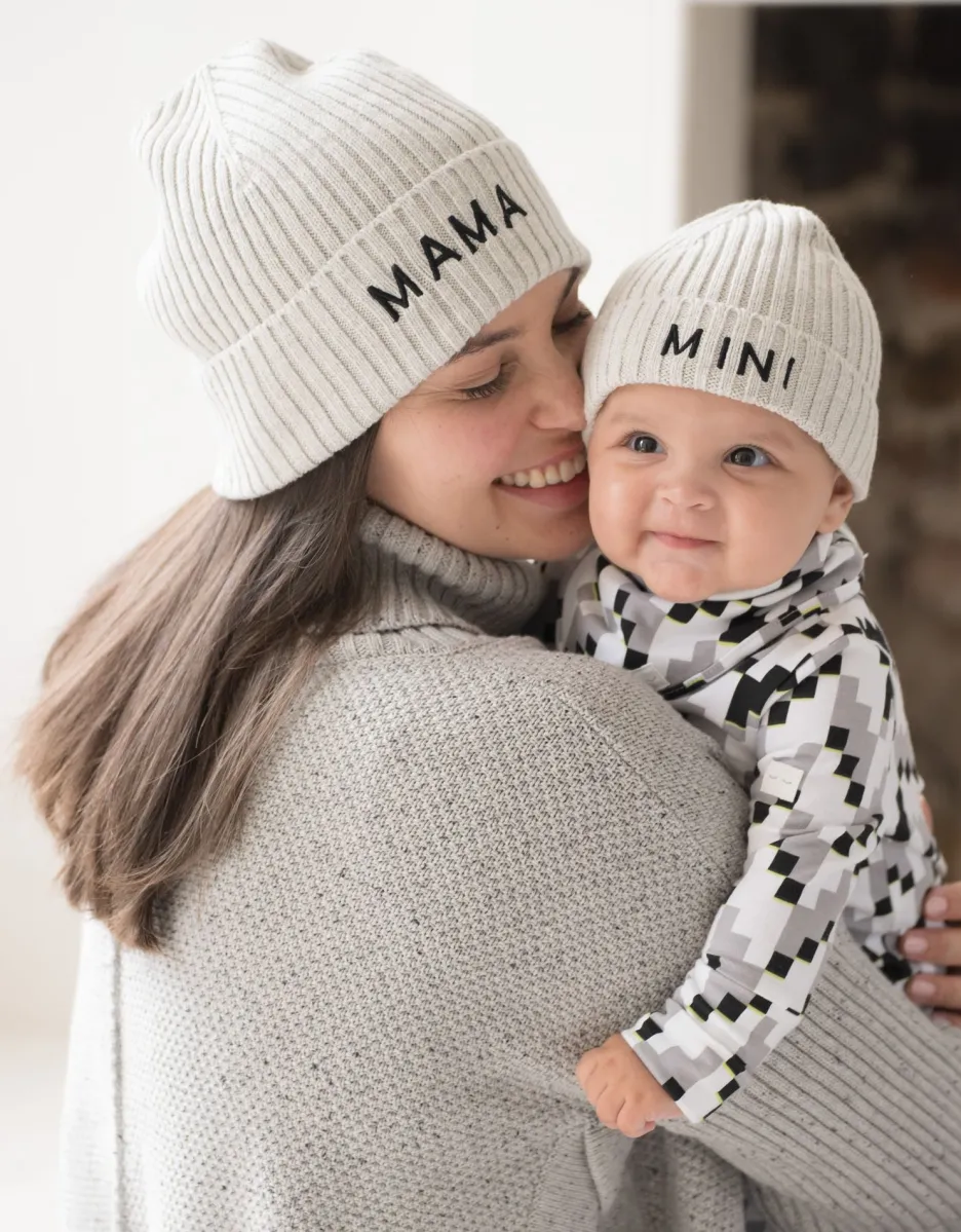 Cheap Seraphine Graues Mama & Mini Mutzenset