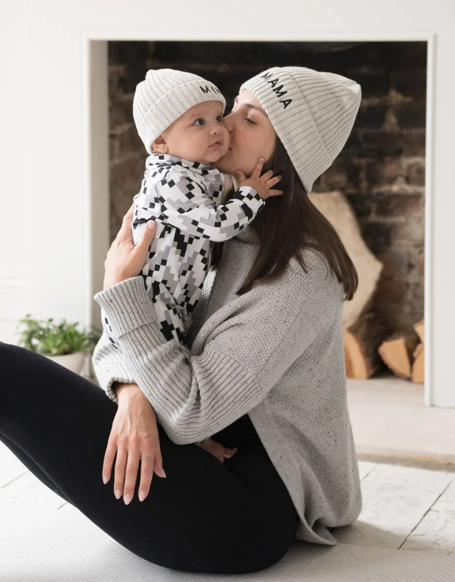 Cheap Seraphine Graues Mama & Mini Mutzenset