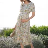 Best Seraphine Grunes Umstands- Und Stillmidikleid Mit Blumenmuster