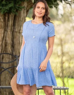 Shop Seraphine Himmelblaues Gestuftes Umstands- & Stillkleid