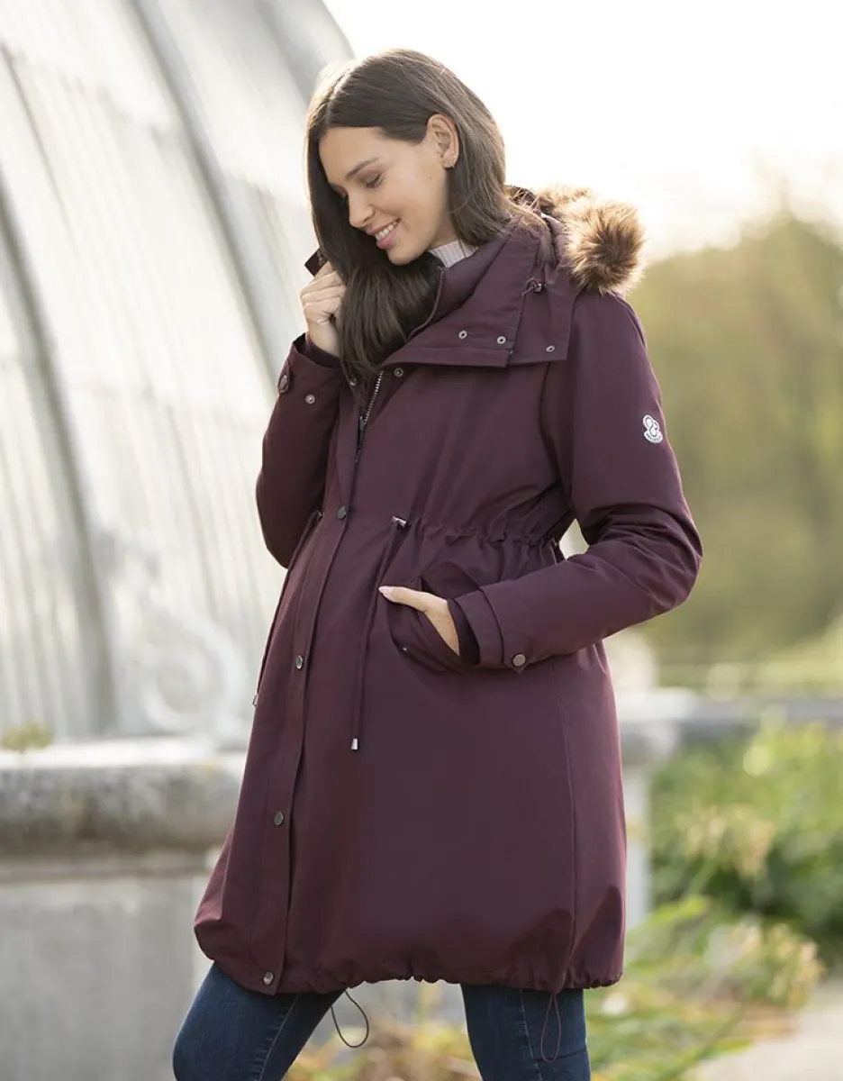 Hot Seraphine Hochwertige 6-In-1 Umstands- & Tragejacke Dunkelrot