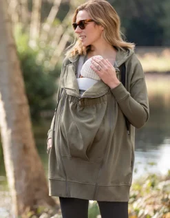 Shop Seraphine Khaki 3 In 1 Umstands- & Tragehoodie Baumwolle