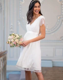 Outlet Seraphine Kurzes Umstandsbrautkleid Mit V-Ausschnitt
