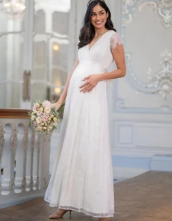 Flash Sale Seraphine Langes Umstandsbrautkleid Mit V-Ausschnitt