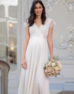 Flash Sale Seraphine Langes Umstandsbrautkleid Mit V-Ausschnitt