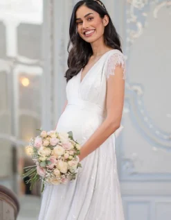 Flash Sale Seraphine Langes Umstandsbrautkleid Mit V-Ausschnitt