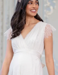 Flash Sale Seraphine Langes Umstandsbrautkleid Mit V-Ausschnitt