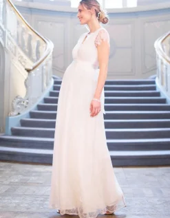Flash Sale Seraphine Langes Umstandsbrautkleid Mit V-Ausschnitt