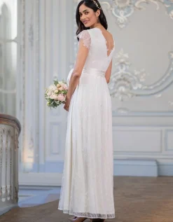 Flash Sale Seraphine Langes Umstandsbrautkleid Mit V-Ausschnitt