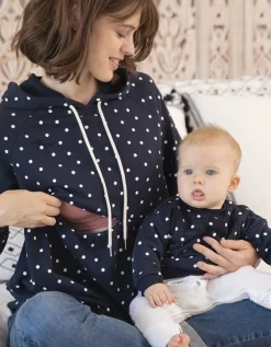 Clearance Seraphine Mama & Mini Gerafftes Hoodie-Set In Navy Spot