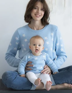 Cheap Seraphine Mama & Mini-Set Mit Passenden Blauen Stern-Strickpullovern