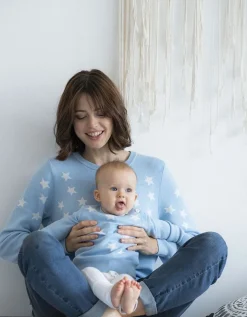 Cheap Seraphine Mama & Mini-Set Mit Passenden Blauen Stern-Strickpullovern